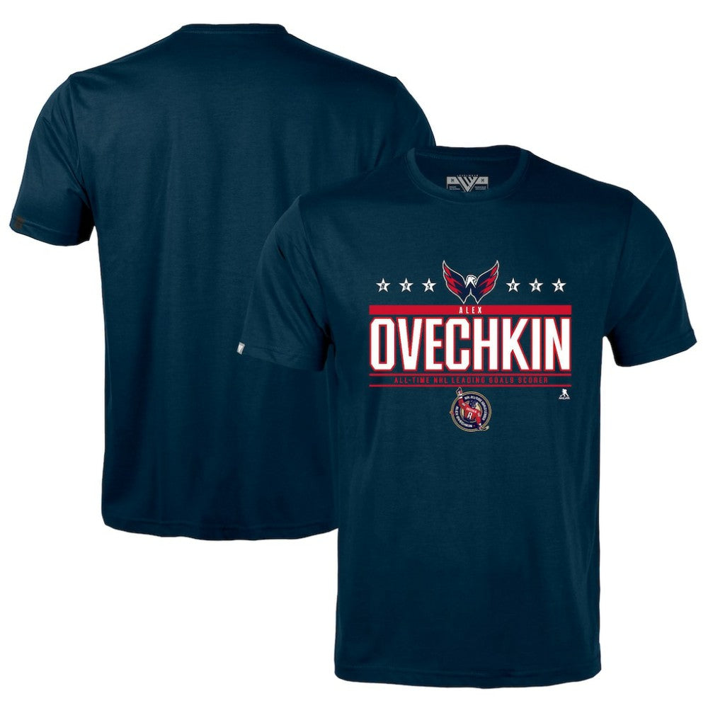 Alexander Ovechkin Washington Capitals Levelwear NHL All-Time Leading Goal Scorer Milestone Stars Name & Number Richmond T-Shirt