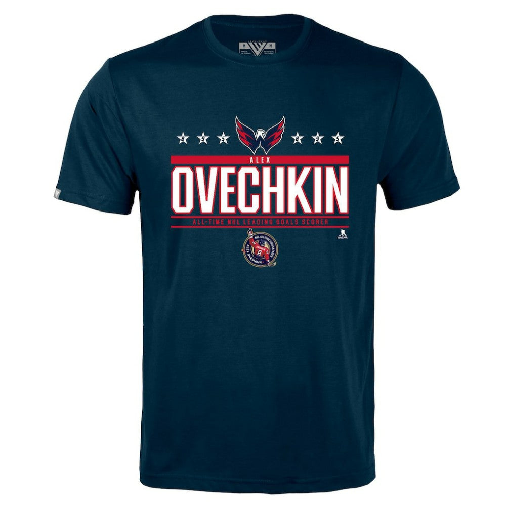 Alexander Ovechkin Washington Capitals Levelwear NHL All-Time Leading Goal Scorer Milestone Stars Name & Number Richmond T-Shirt