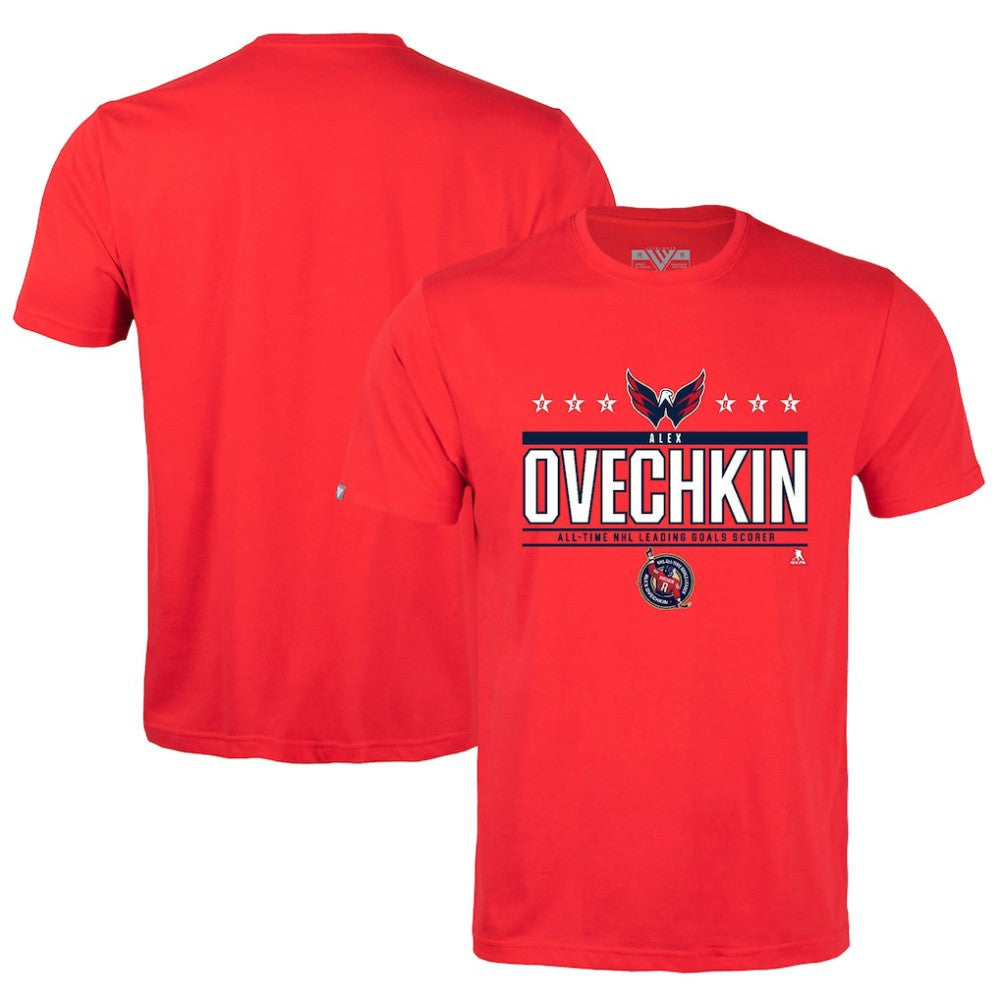 Alexander Ovechkin Washington Capitals Levelwear NHL All-Time Leading Goal Scorer Milestone Stars Name & Number Richmond T-Shirt