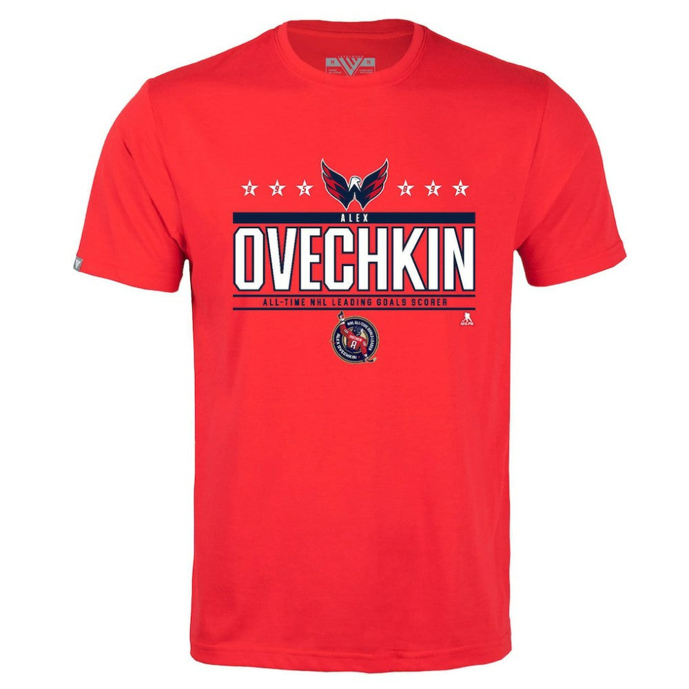 Alexander Ovechkin Washington Capitals Levelwear NHL All-Time Leading Goal Scorer Milestone Stars Name & Number Richmond T-Shirt