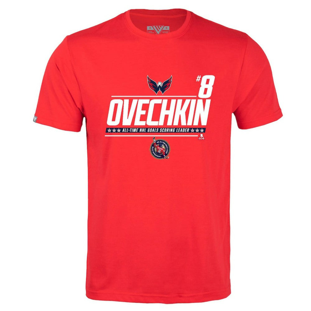 Alexander Ovechkin Washington Capitals Levelwear NHL All-Time Leading Goal Scorer Milestone Name & Number Richmond T-Shirt
