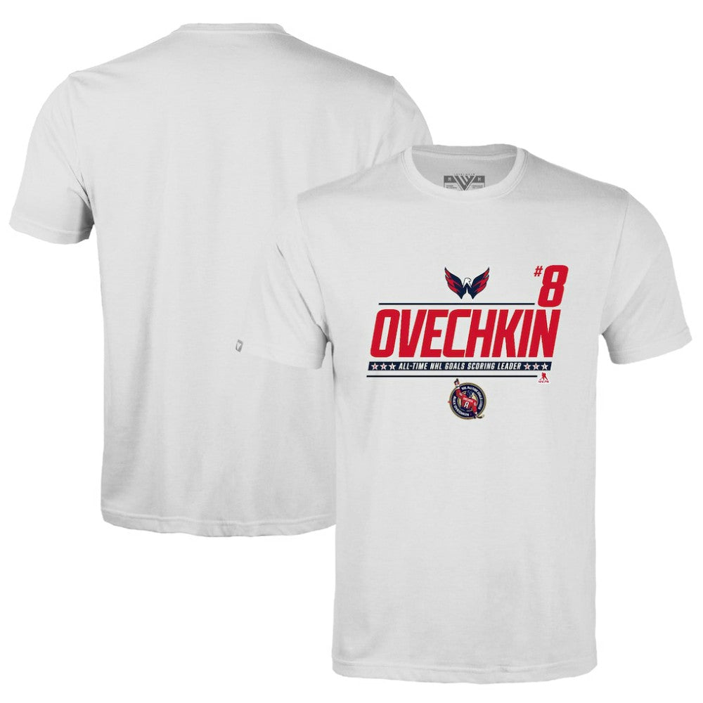 Alexander Ovechkin Washington Capitals Levelwear NHL All-Time Leading Goal Scorer Milestone Name & Number Richmond T-Shirt