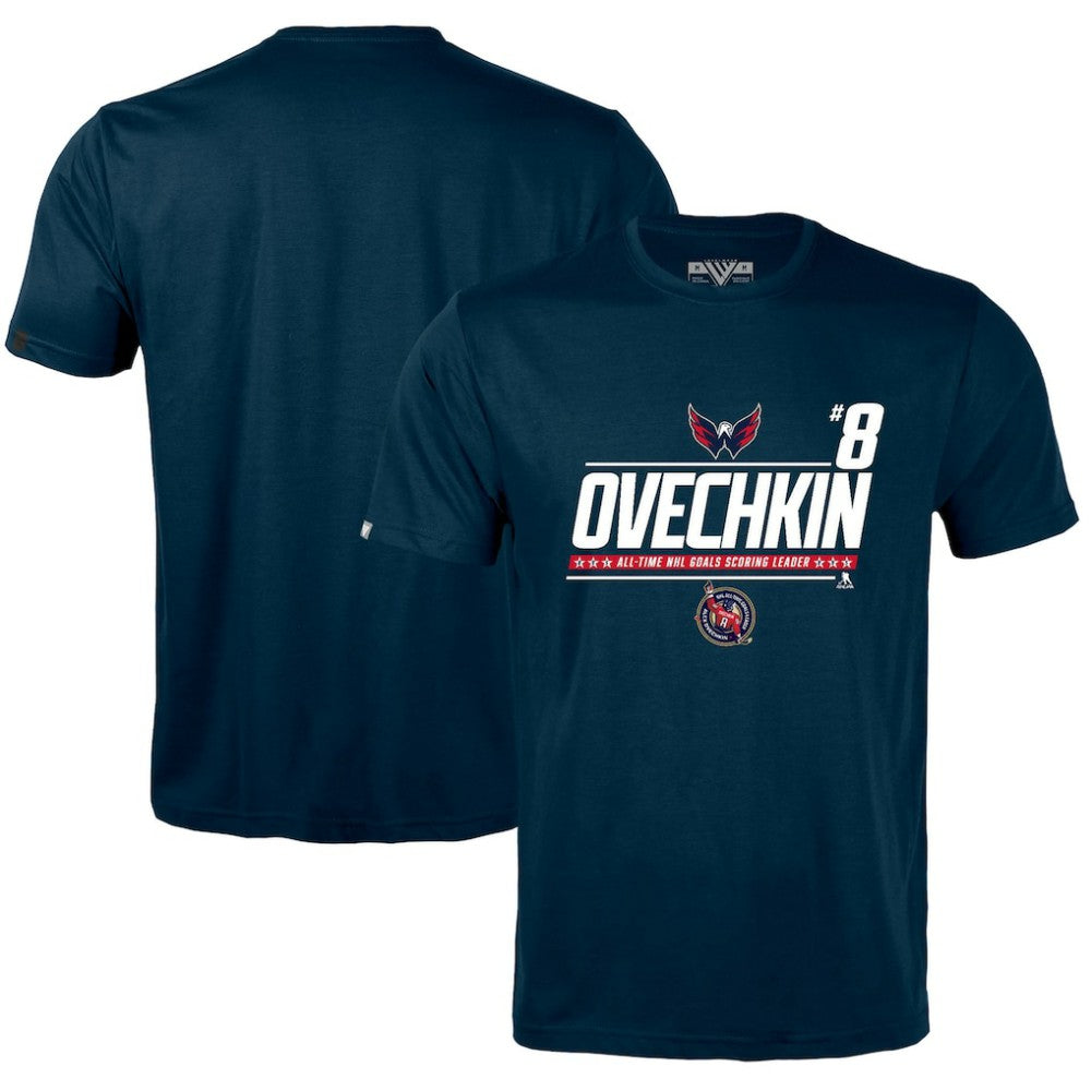 Alexander Ovechkin Washington Capitals Levelwear NHL All-Time Leading Goal Scorer Milestone Name & Number Richmond T-Shirt