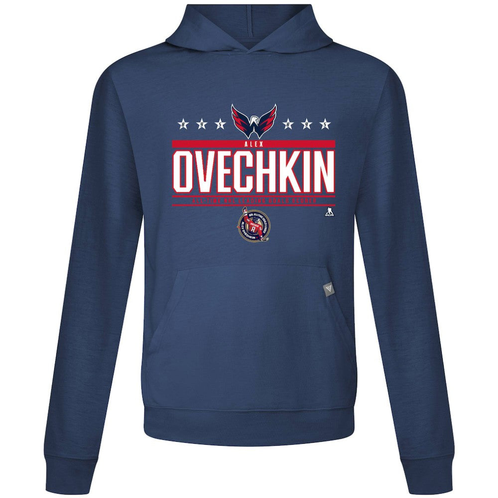 Alexander Ovechkin Washington Capitals Levelwear NHL All-Time Leading Goal Scorer Milestone Stars Name & Number Relay Pullover Hoodie