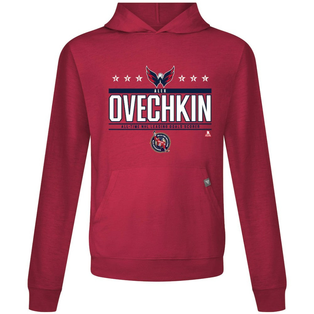 Alexander Ovechkin Washington Capitals Levelwear NHL All-Time Leading Goal Scorer Milestone Stars Name & Number Relay Pullover Hoodie