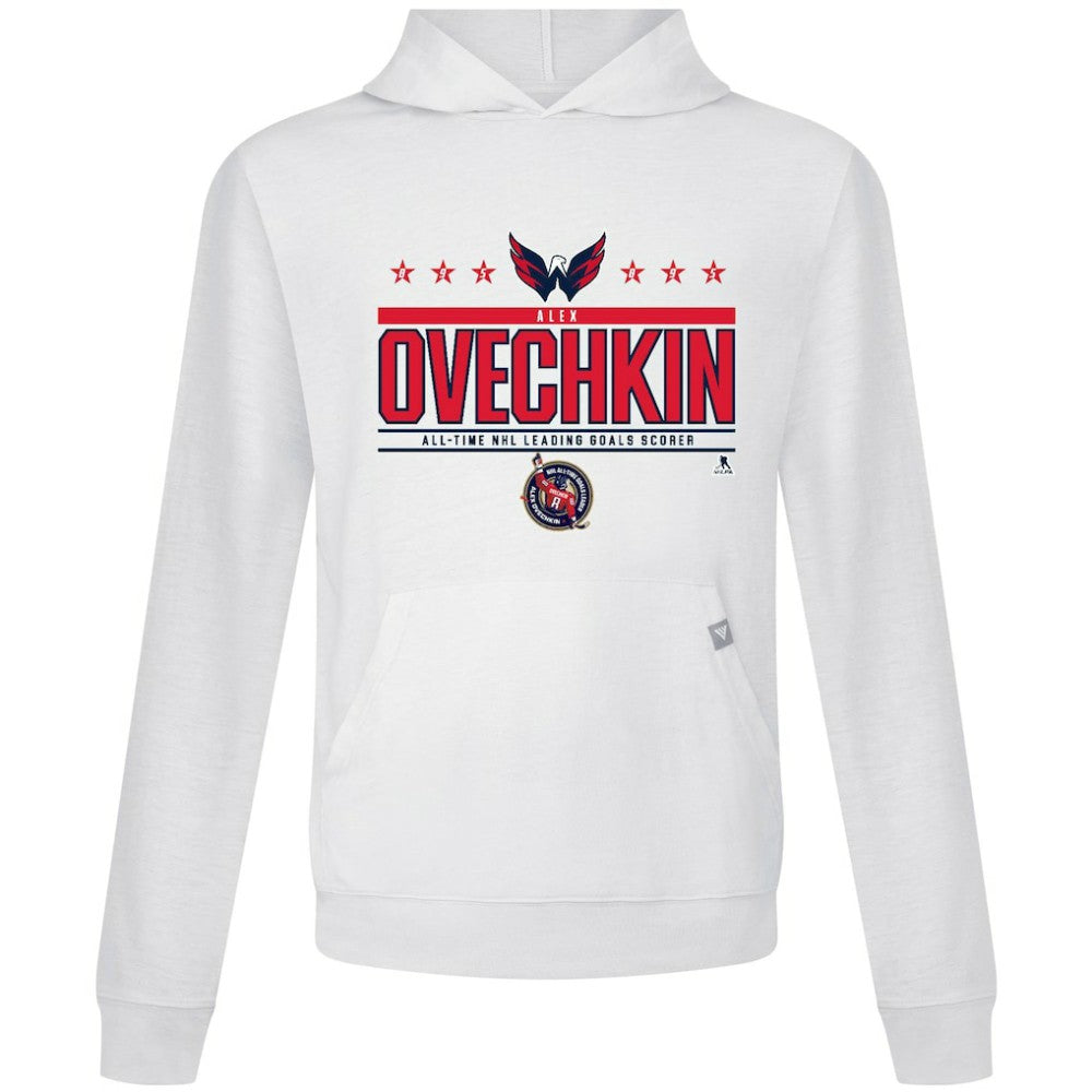 Alexander Ovechkin Washington Capitals Levelwear NHL All-Time Leading Goal Scorer Milestone Stars Name & Number Relay Pullover Hoodie