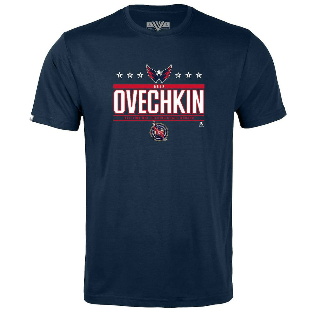 Alexander Ovechkin Washington Capitals Levelwear Youth NHL All-Time Leading Goal Scorer Milestone Stars Name & Number Little Richmond T-Shirt