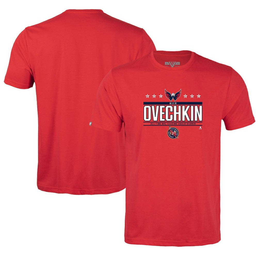 Alexander Ovechkin Washington Capitals Levelwear Youth NHL All-Time Leading Goal Scorer Milestone Stars Name & Number Little Richmond T-Shirt