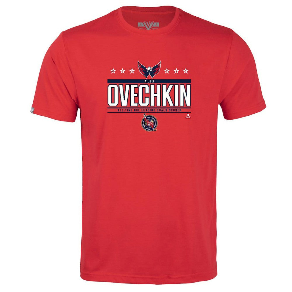 Alexander Ovechkin Washington Capitals Levelwear Youth NHL All-Time Leading Goal Scorer Milestone Stars Name & Number Little Richmond T-Shirt