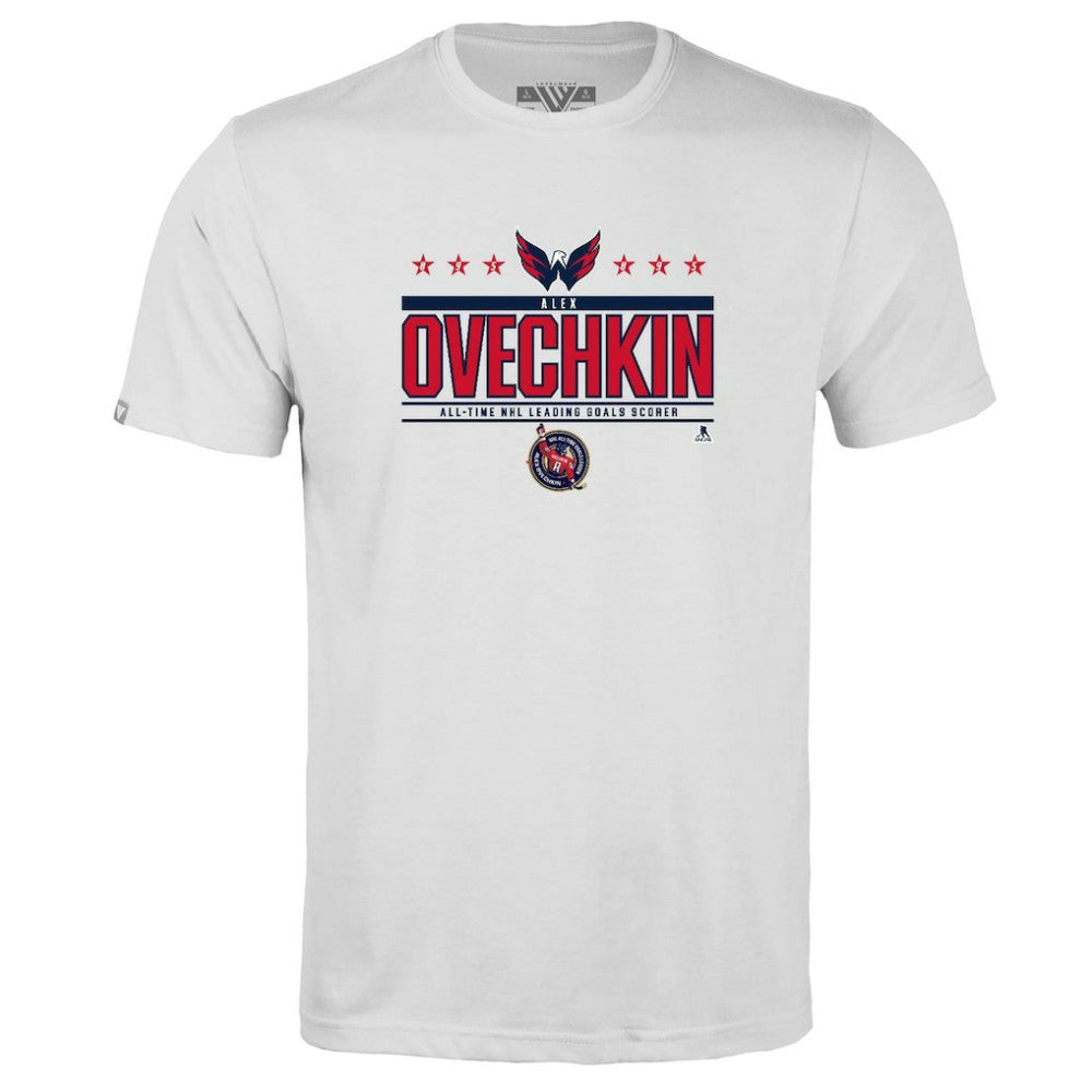 Alexander Ovechkin Washington Capitals Levelwear Youth NHL All-Time Leading Goal Scorer Milestone Stars Name & Number Little Richmond T-Shirt