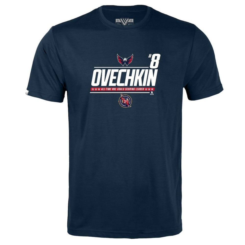 Alexander Ovechkin Washington Capitals Levelwear Youth NHL All-Time Leading Goal Scorer Milestone Name & Number Little Richmond T-Shirt