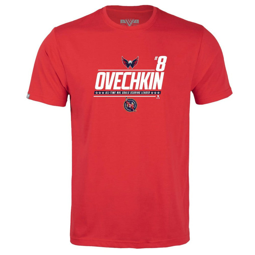 Alexander Ovechkin Washington Capitals Levelwear Youth NHL All-Time Leading Goal Scorer Milestone Name & Number Little Richmond T-Shirt