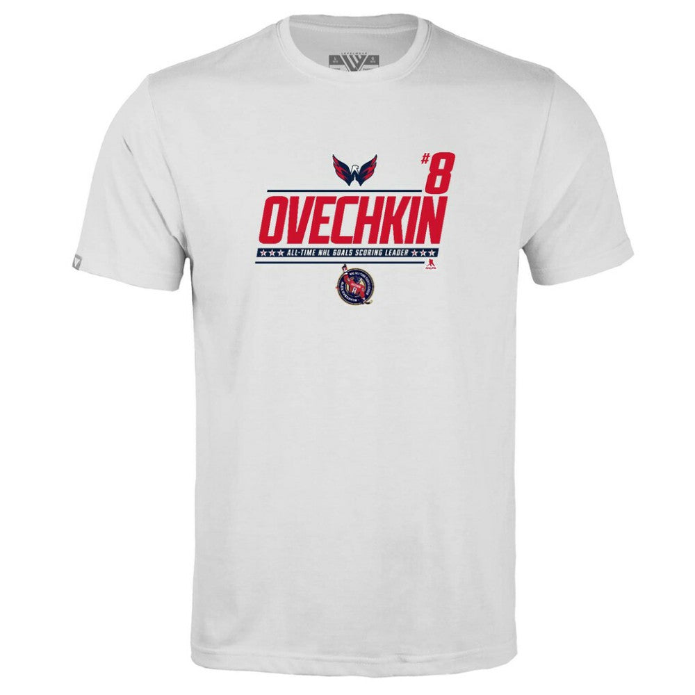 Alexander Ovechkin Washington Capitals Levelwear Youth NHL All-Time Leading Goal Scorer Milestone Name & Number Little Richmond T-Shirt