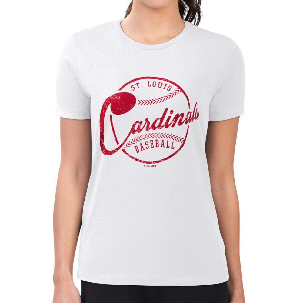 St. Louis Cardinals G-III 4Her by Carl Banks Women's Super-Slim Fit Lightweight Distressed Baseball Team T-Shirt - White