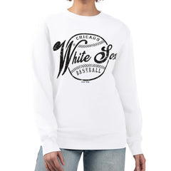 Chicago White Sox G-III 4Her by Carl Banks Women's Distressed Baseball Team Fleece Pullover Sweatshirt - White