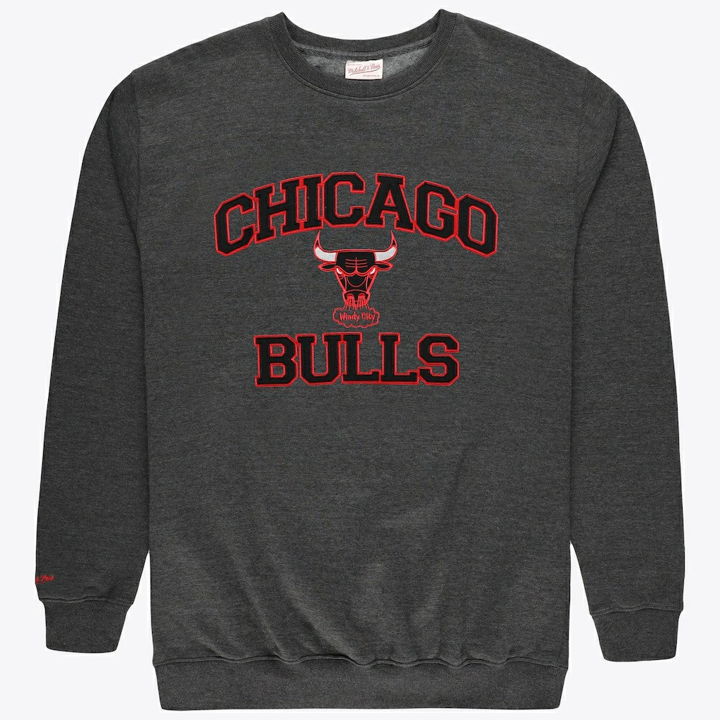 Chicago Bulls Hardwood Classics Big & Tall Crewneck Sweatshirt - Heather Charcoal | Mitchell & Ness outlet
