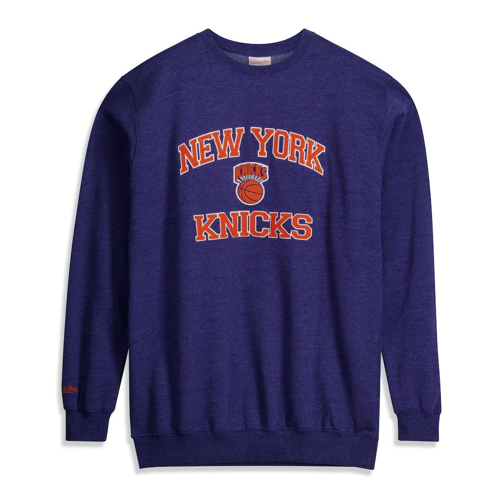 New York Knicks Hardwood Classics Big & Tall Crewneck Sweatshirt - Heather Blue | Mitchell & Ness online