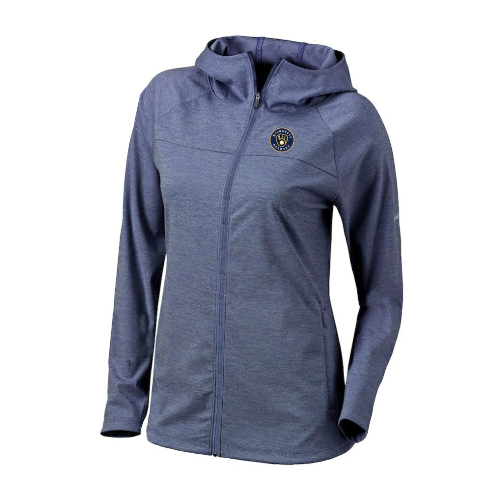 Milwaukee Brewers Women's Half Shot Full-Zip Hoodie - Navy | Columbia