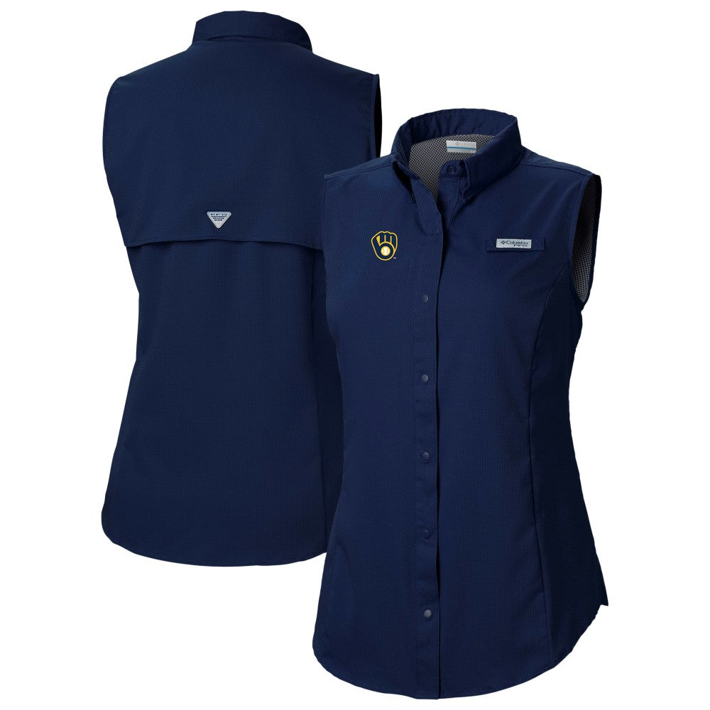 Milwaukee Brewers Women's Tamiami Sleeveless Shirt - Navy | Columbia