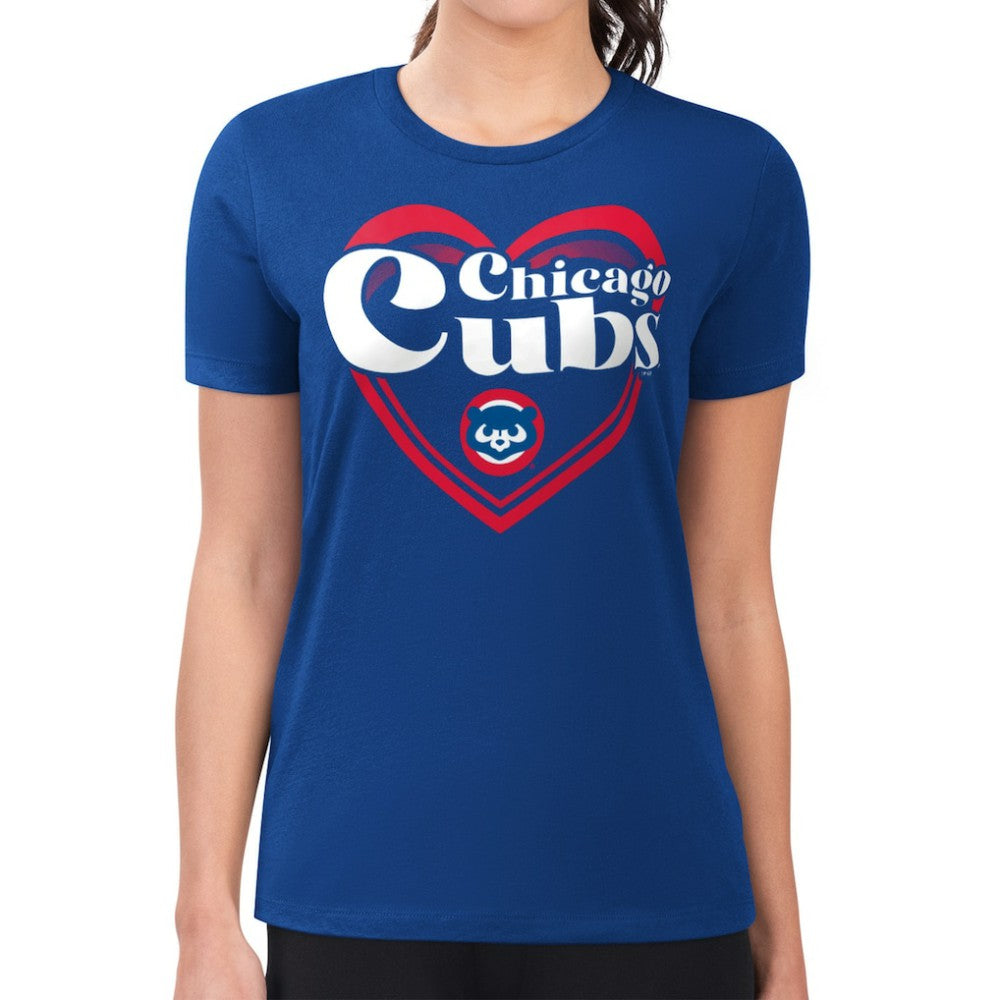 Chicago Cubs G-III 4Her by Carl Banks Women's Super-Slim Fit Lightweight Double Heart T-Shirt - Royal