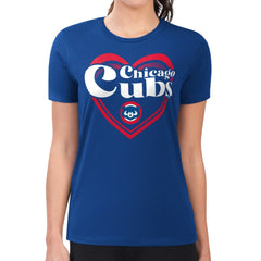Chicago Cubs G-III 4Her by Carl Banks Women's Super-Slim Fit Lightweight Double Heart T-Shirt - Royal