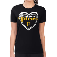 Pittsburgh Pirates G-III 4Her by Carl Banks Women's Super-Slim Fit Lightweight Double Heart T-Shirt - Black