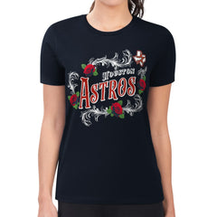 Houston Astros G-III 4Her by Carl Banks Women's Super-Slim Fit Lightweight Retro Roses T-Shirt - Navy