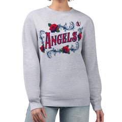Los Angeles Angels G-III 4Her by Carl Banks Women's Retro Roses Fleece Pullover Sweatshirt - Gray