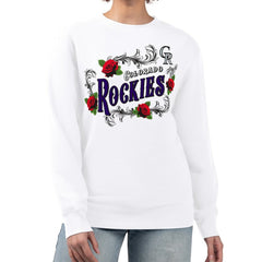 Colorado Rockies G-III 4Her by Carl Banks Women's Retro Roses Fleece Pullover Sweatshirt - White