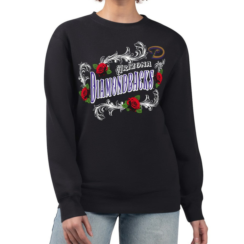 Arizona Diamondbacks G-III 4Her by Carl Banks Women's Retro Roses Fleece Pullover Sweatshirt - Black