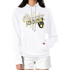 Milwaukee Brewers Starter Women's Drive-In Pullover Hoodie - White