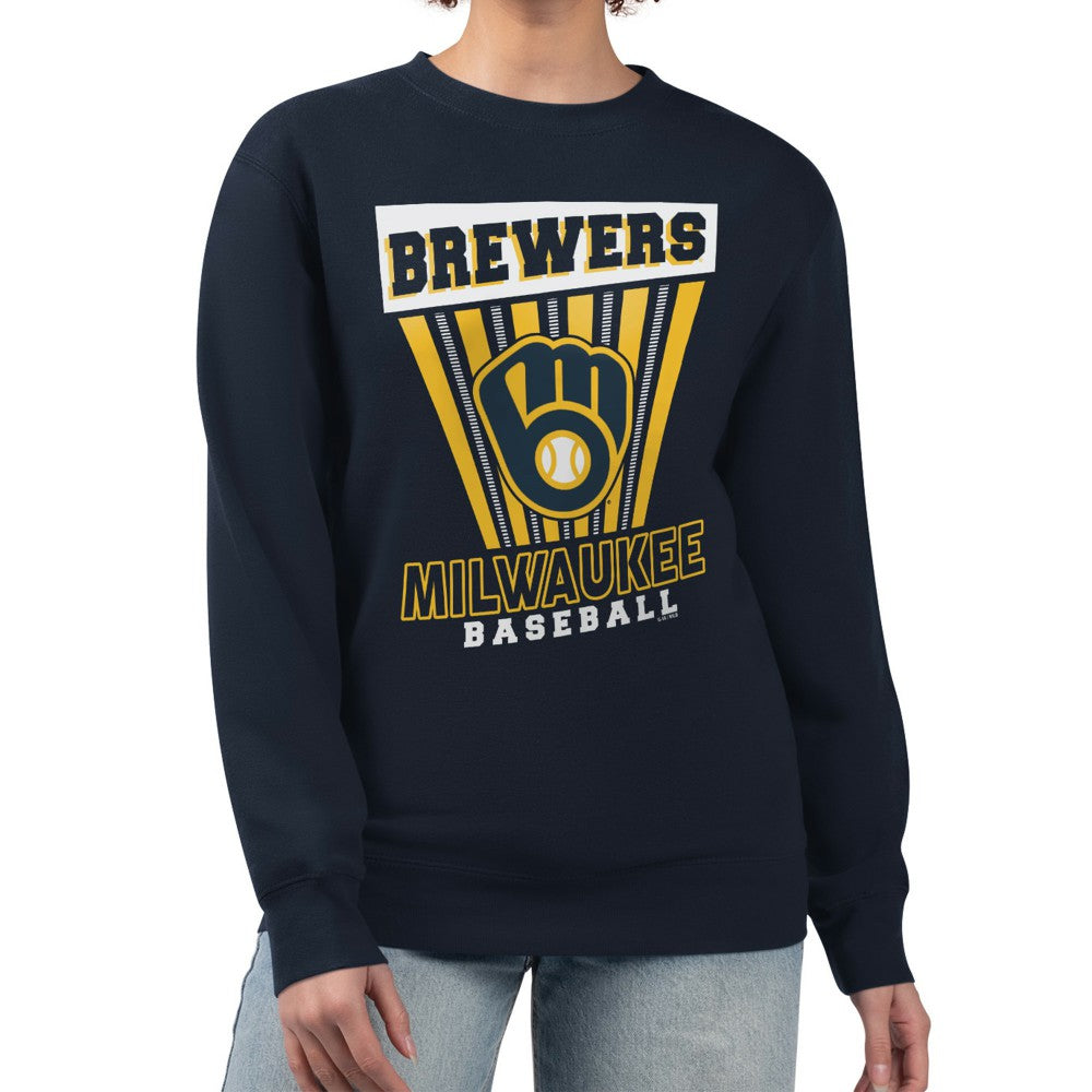 Milwaukee Brewers Starter Women's Poster Print Pullover Sweatshirt - Navy