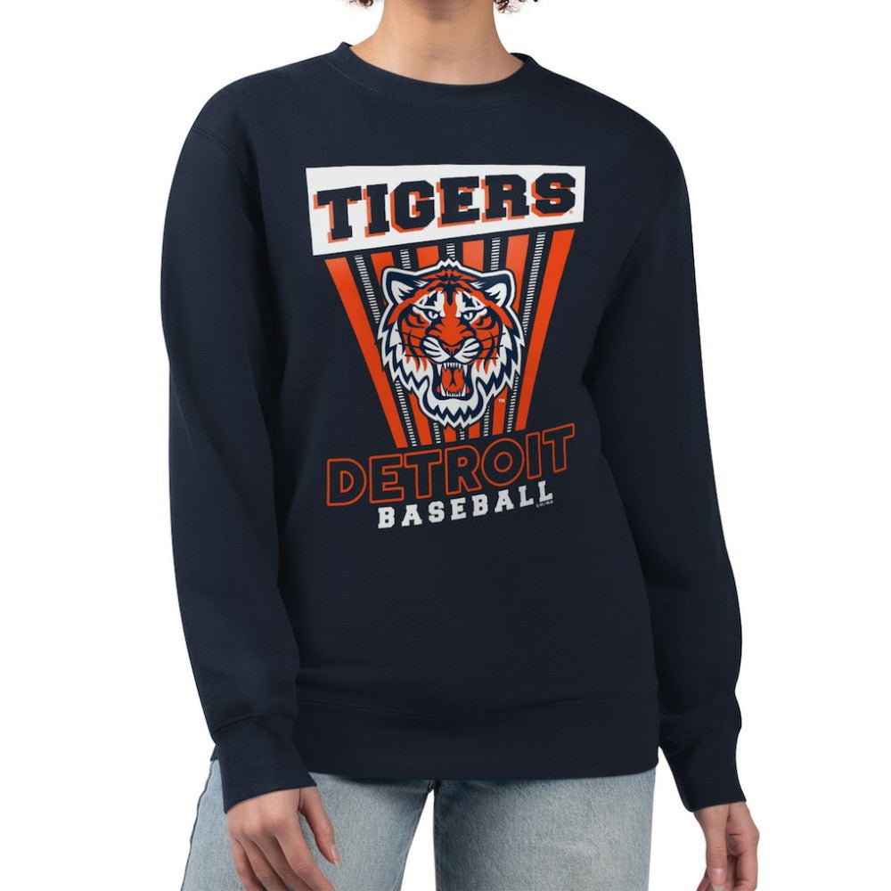 Detroit Tigers Starter Women's Poster Print Pullover Sweatshirt - Navy