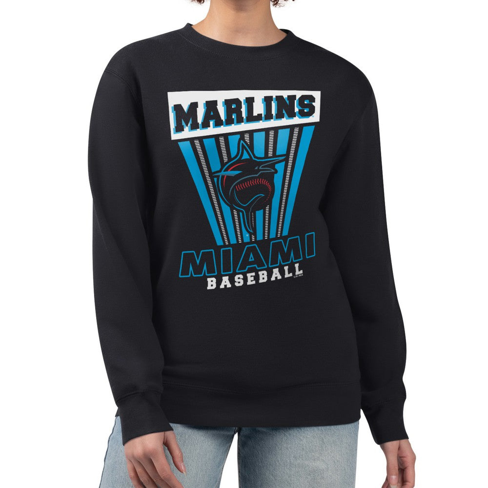 Miami Marlins Starter Women's Poster Print Pullover Sweatshirt - Black
