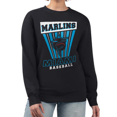 Miami Marlins Starter Women's Poster Print Pullover Sweatshirt - Black