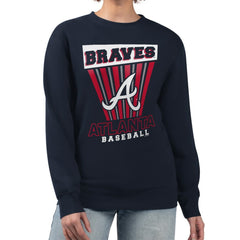 Atlanta Braves Starter Women's Poster Print Pullover Sweatshirt - Navy