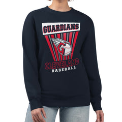 Cleveland Guardians Starter Women's Poster Print Pullover Sweatshirt - Navy
