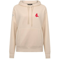 Boston Red Sox Levelwear Women's Cooperstown Collection Adorn Core Logo Pullover Hoodie - Khaki