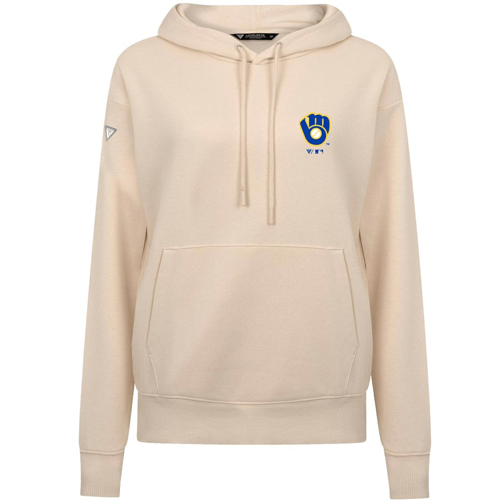 Milwaukee Brewers Levelwear Women's Cooperstown Collection Adorn Core Logo Pullover Hoodie - Khaki