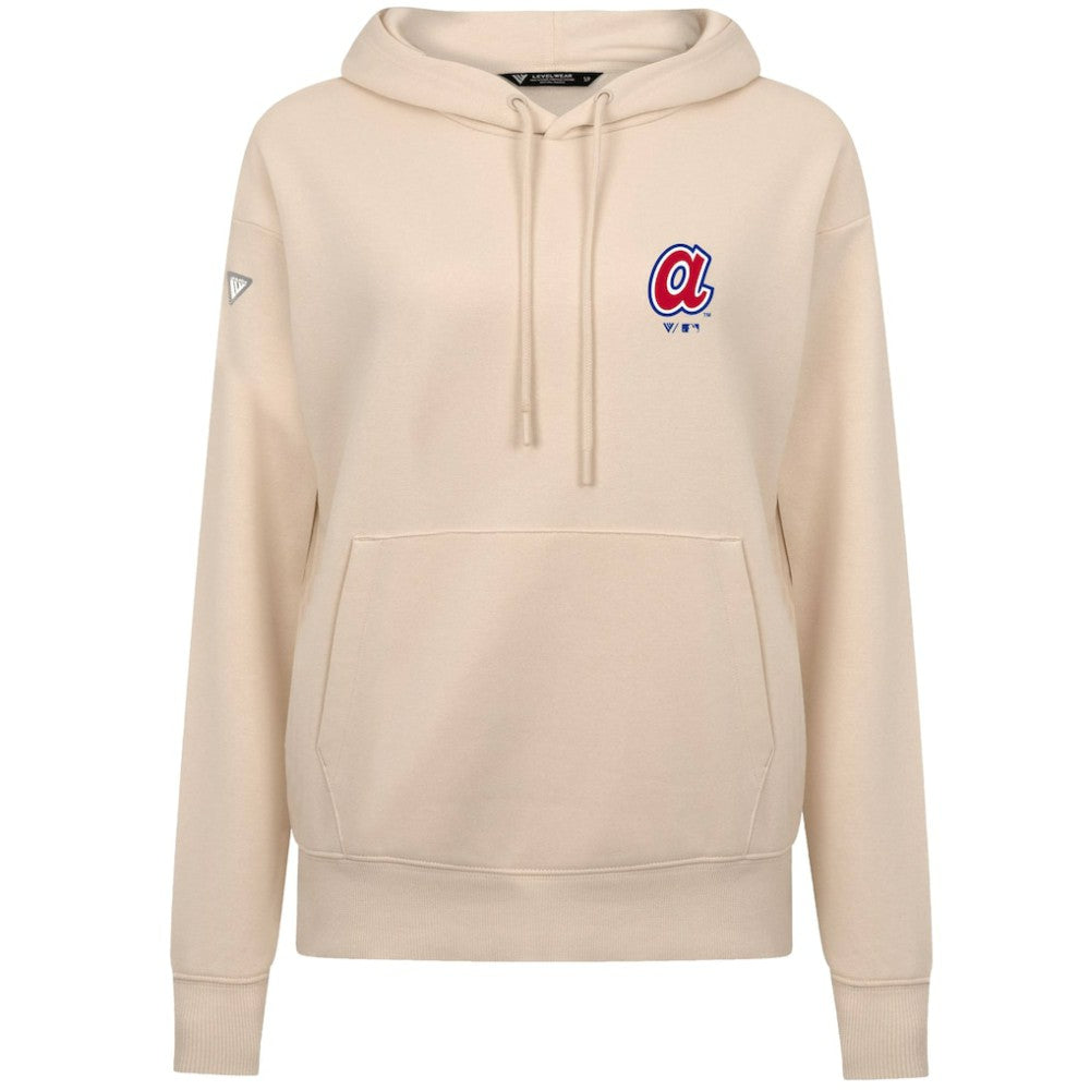 Atlanta Braves Levelwear Women's Cooperstown Collection Adorn Core Logo Pullover Hoodie - Khaki