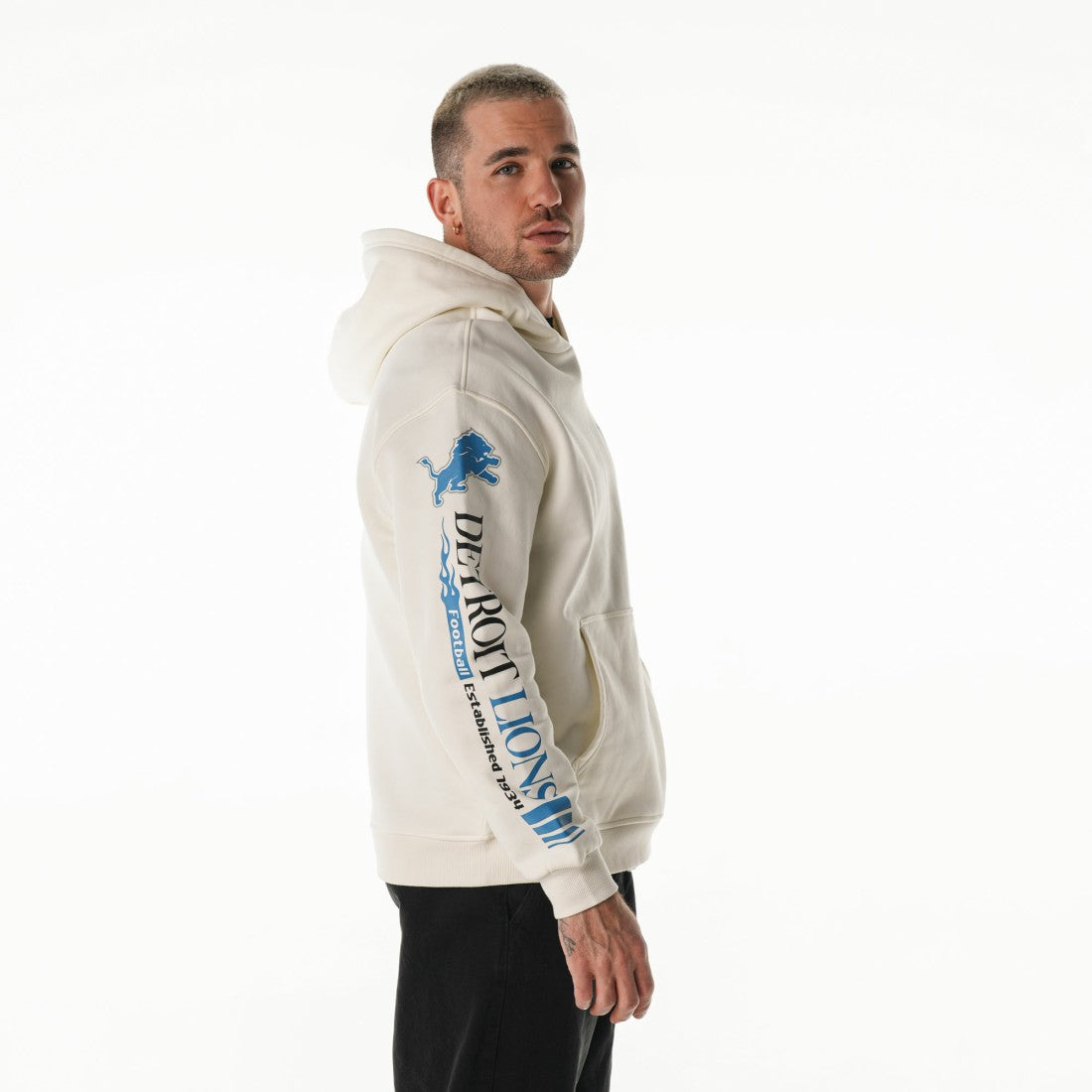 NFL Detroit Lions The Wild Collective Unisex Stacked Graphic Sleeve Fleece Hoodie
