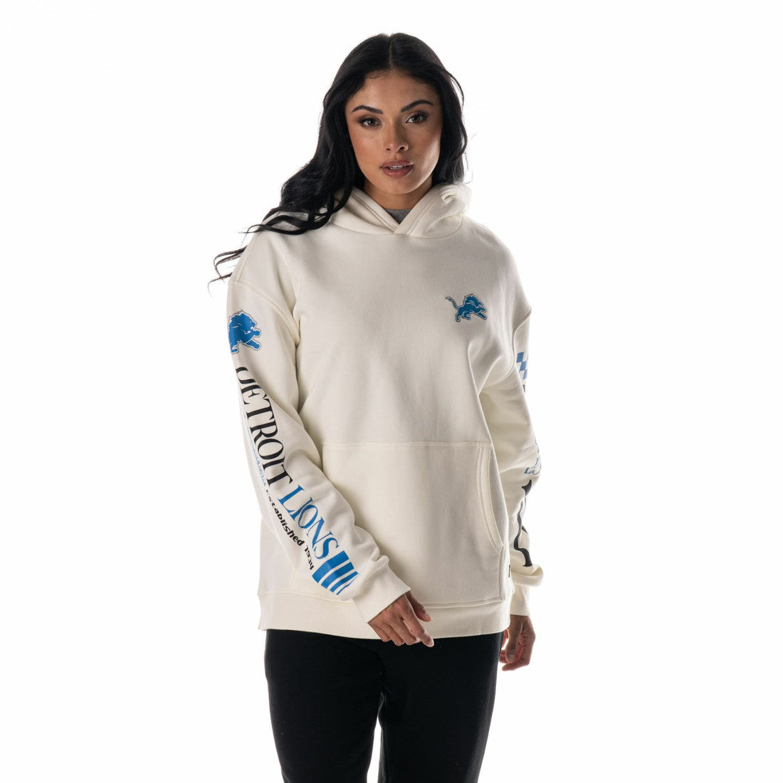 NFL Detroit Lions The Wild Collective Unisex Stacked Graphic Sleeve Fleece Hoodie