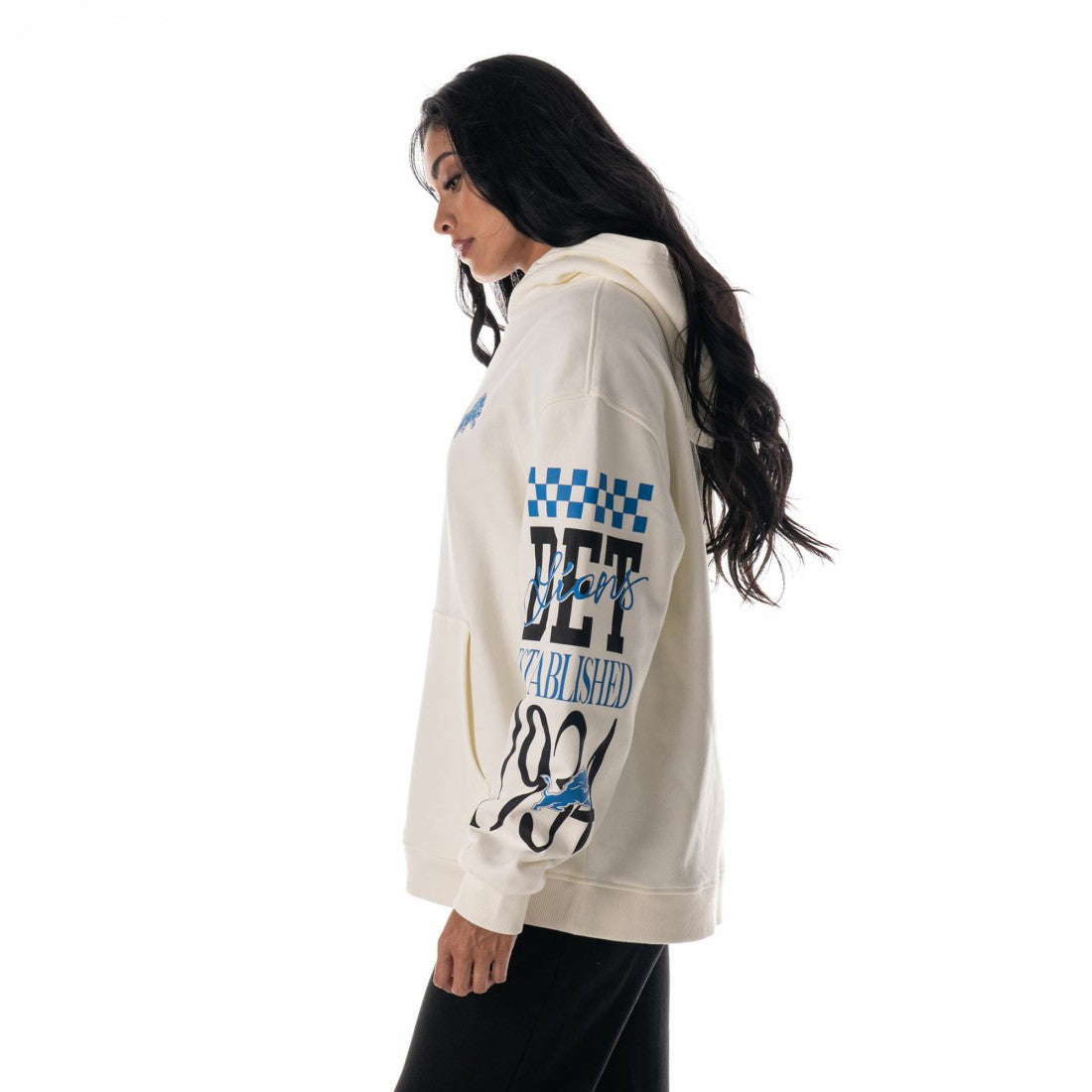 NFL Detroit Lions The Wild Collective Unisex Stacked Graphic Sleeve Fleece Hoodie