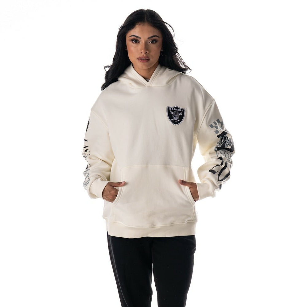 NFL Las Vegas Raiders The Wild Collective Unisex Stacked Graphic Sleeve Fleece Hoodie