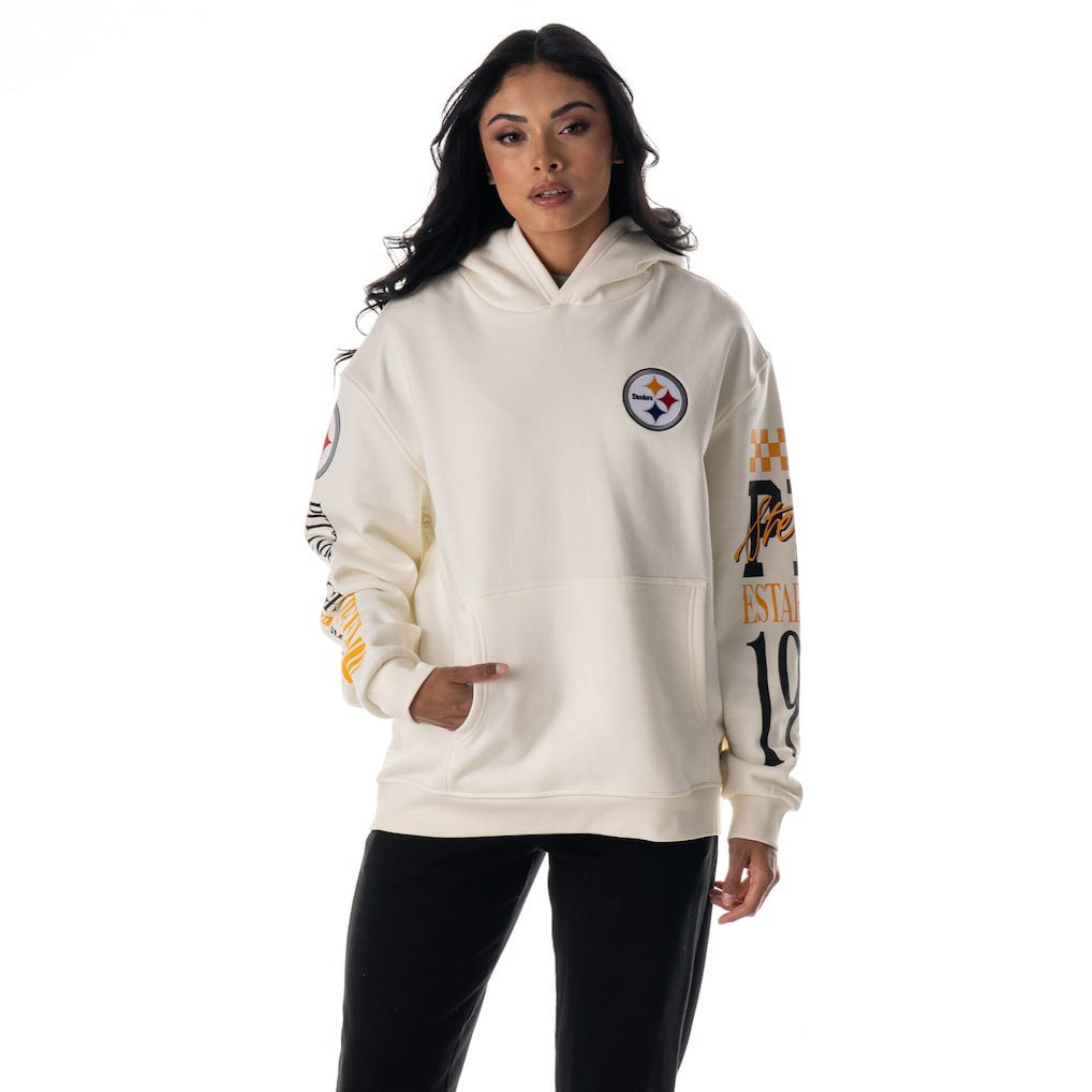 NFL Pittsburgh Steelers The Wild Collective Unisex Stacked Graphic Sleeve Fleece Hoodie