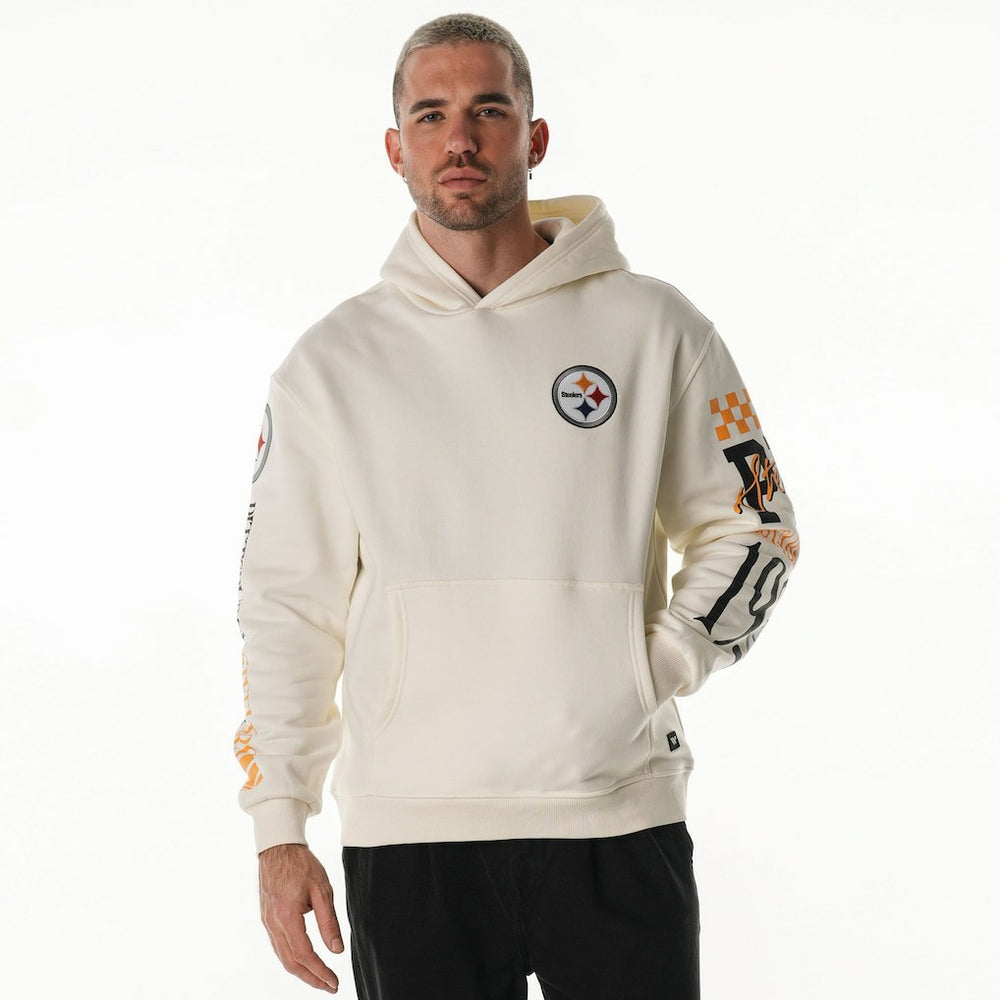 NFL Pittsburgh Steelers The Wild Collective Unisex Stacked Graphic Sleeve Fleece Hoodie