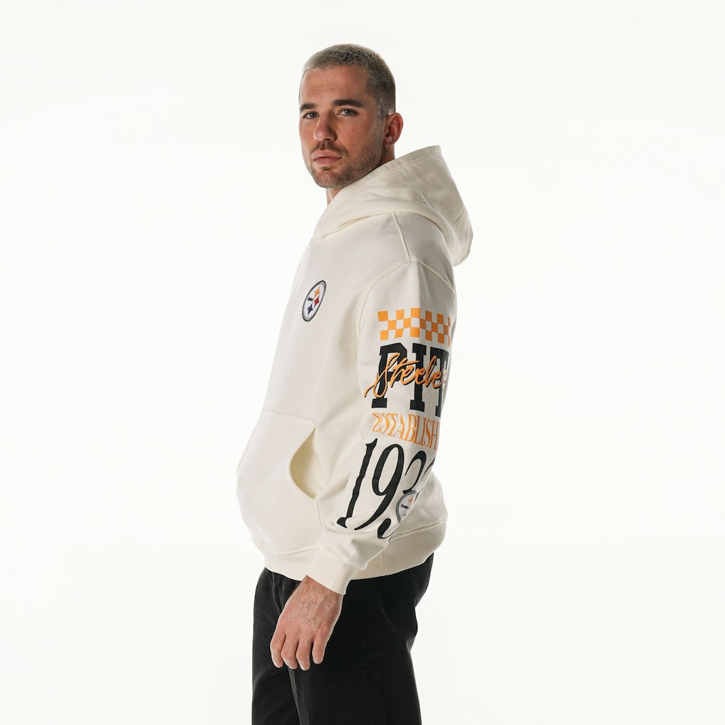 NFL Pittsburgh Steelers The Wild Collective Unisex Stacked Graphic Sleeve Fleece Hoodie