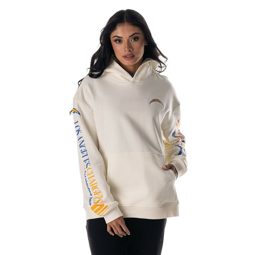 NFL Los Angeles Chargers The Wild Collective Unisex Stacked Graphic Sleeve Fleece Hoodie