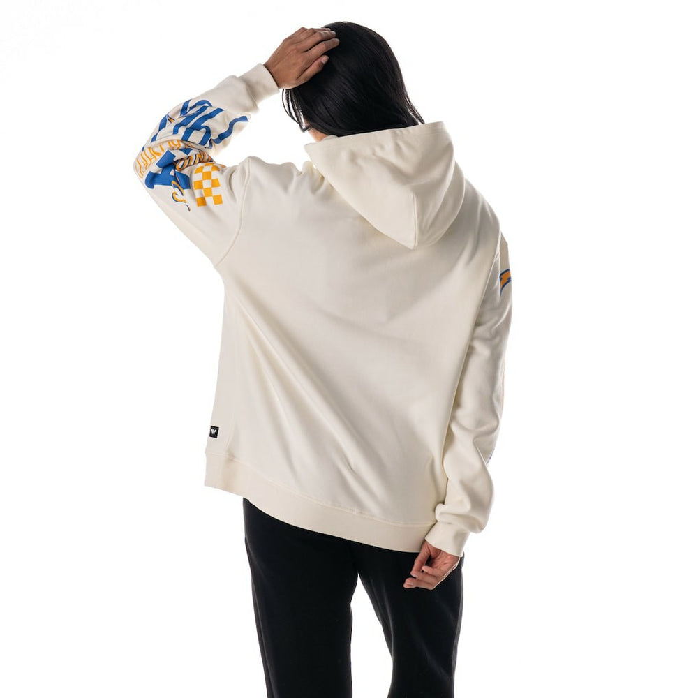 NFL Los Angeles Chargers The Wild Collective Unisex Stacked Graphic Sleeve Fleece Hoodie