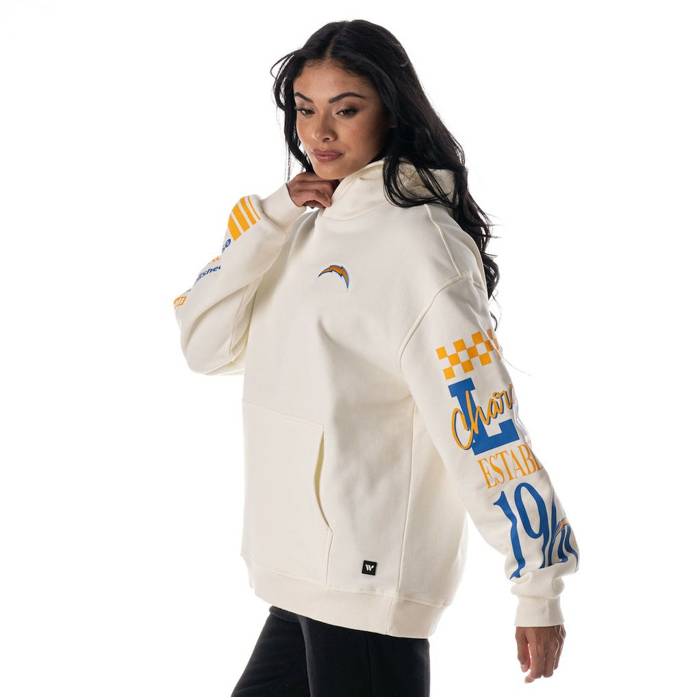 NFL Los Angeles Chargers The Wild Collective Unisex Stacked Graphic Sleeve Fleece Hoodie